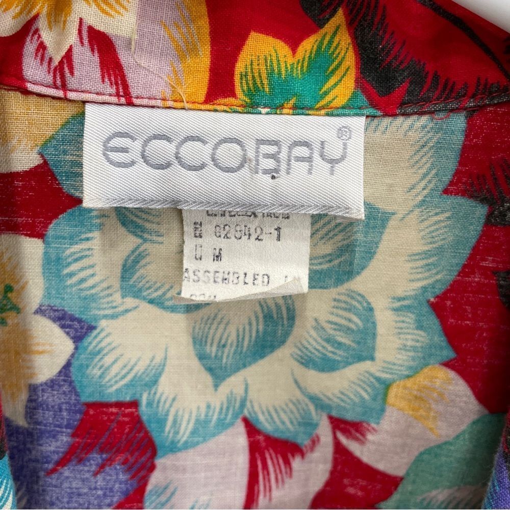 VINTAGE ECCOBAY LIGHTWEIGHT COTTON‎ BLAZER IN TROPICAL PRINT - Picture 5 of 5